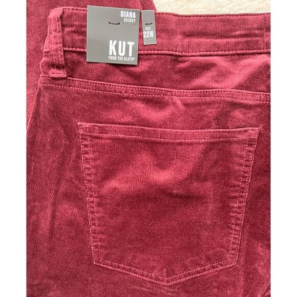 NWT KUT FROM THE KLOTH Plus Size Diana Cord Skinny Jeans in Wine - Picture 14 of 14